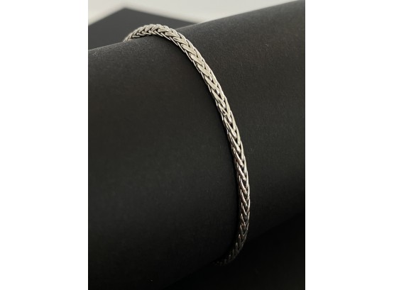 14K White Gold Woven Link Type Bracelet