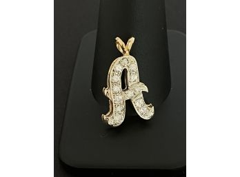 Gorgeous 14K White Gold & Diamond Encrusted Letter 'A' Pendant
