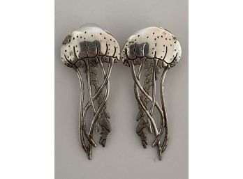 Pair Of Unique Sterling Silver Jellyfish Earrings