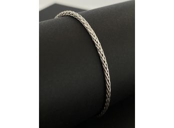 14K White Gold Woven Link Type Bracelet