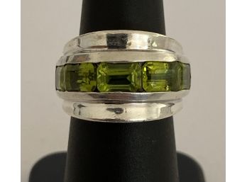 Large Sterling Silver  & Peridot Ring