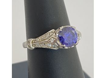 Sterling Silver & Intense Amethyst Vintage Style Ring