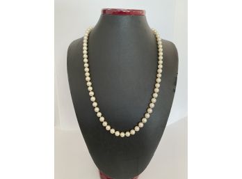 Vintage 14K White Gold & White Pearl Necklace
