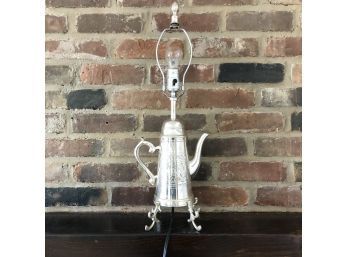 A Silver Plated Coffee Pot Lamp - Cute!