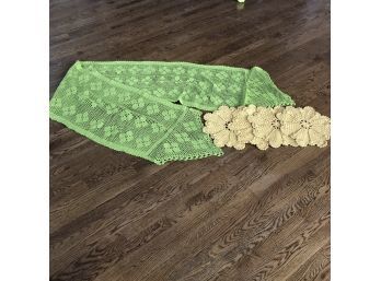 Crocheted Table Runner And Mats