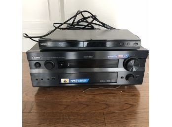 A Yamaha RX-V1500 - AV Receiver - 7.1 Channel And Samsung Blue Ray Disc Player