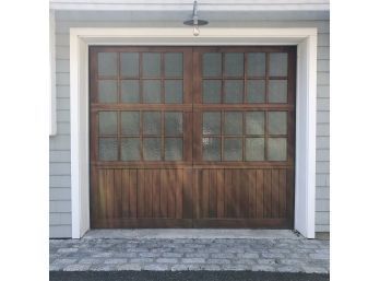 A Solid Wood 16 Lite Garage Door With Waterfall Glass And Liftmaster MyQ Opener - 1/2