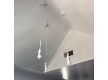 A Trio Of Surface Mounted Hanging Lights, Modern Bare Bulb Look BR #3