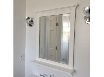 A Shaker Style Wood Framed Beveled Mirror With Shelf 1 Of 2, Bath #2