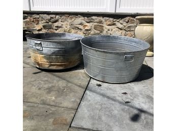 A Pair Of Galvanized Wash Tubs