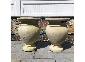 A Pair Of Aged Resin Planters - 22'