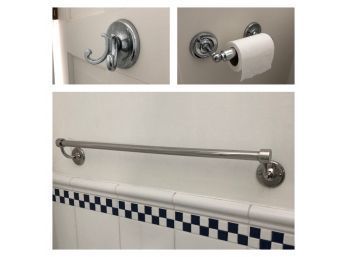 A Bathroom Towel Bar, TP Holder And 1 Hook, Chrome Finish, Bath #3