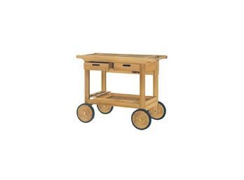 A Teak Patio Bar Cart - Kingsley Bate - Includes Removable Serving Tray - Retail $1300