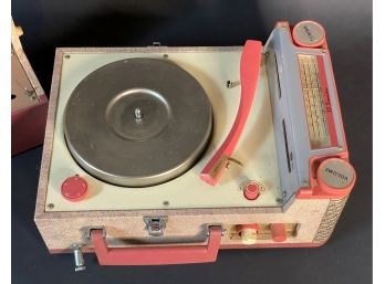 Super Cool Vintage JVC Nivico Portable Stereo Radio/Phonograph In Pink