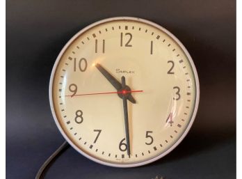 A Classic Electric Schoolhouse Wall Clock By Simplex