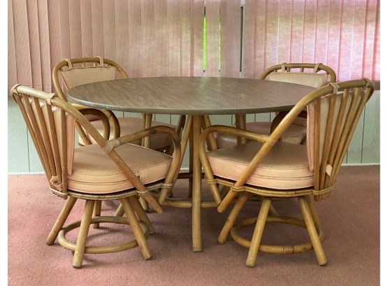 A Fantastic Mid-Century Rattan Dining Set (Table & Six Chairs)