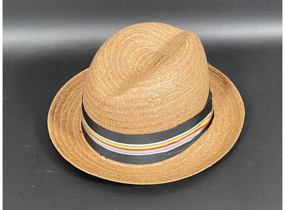 A Quality Vintage Straw Boater Hat, Calfas Hatters