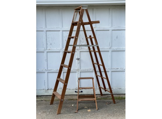 Two Wooden Step Ladders, 80' & 24'