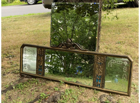 An Ornate Vintage Accent Mirror & A Plate Mirror