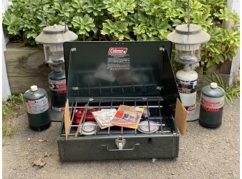 New/Old Stock Coleman Camp Stove, Lanterns & Fuel