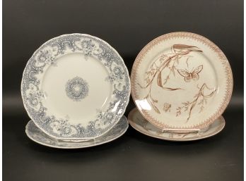 Two Pairs Of Pretty Vintage Dinner Plates