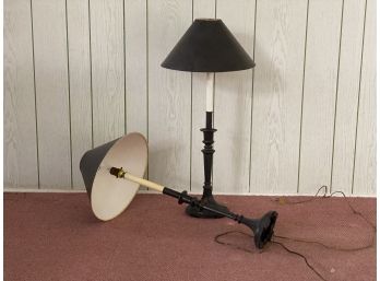 A Pair Of Candlestick Table Lamps In Black