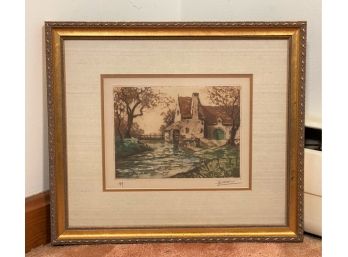 Louis Davril (Lucien Dasselbourne), Original Etching, Le Moulin, Signed & Numbered