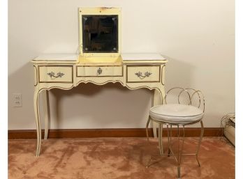 Vintage French Provincial Dressing Table With Mirror