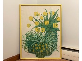 Ida Pellei, Yellow Tulips, Plate-Signed Lithograph