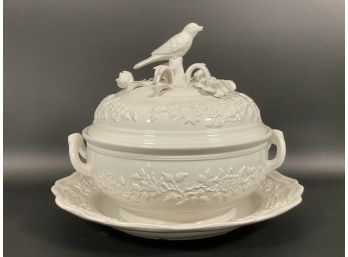 Gorgeous Vintage Molded Creamware Bird Tureen & Plate