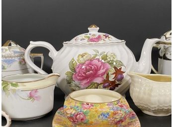 A Vintage Tea Pot & Assorted Creamers, Sugars, Etc.