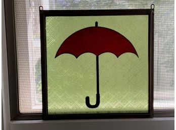 A Stained Glass Panel, Red Umbrella