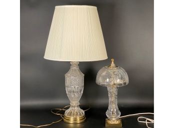 An Elegant Pair Of Cut Crystal Table Lamps