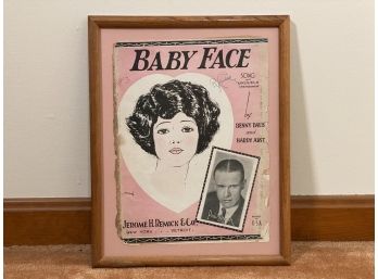 Vintage 1920s Sheet Music Cover, Baby Face