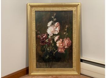 Max Wehl, Smithsonian Reproduction Oil On Canvas, Hollyhocks