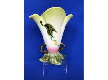 Hull Green And Pink Floral Vase