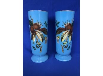 Tall, Vibrant Pair Of Blue Vases