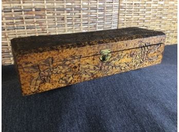 Holly Decorated Wooden Box With Latch