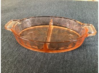 Pink Depression Divided Glass Dish