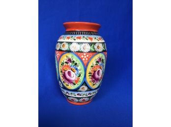 Chodovia- Domazlice Orange Blue Floral Vase