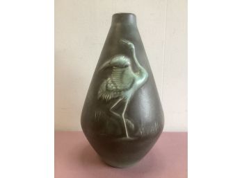 Blue Heron Pottery Vase