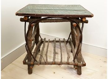 A Rustic Wood Custom Made Adirondack Table