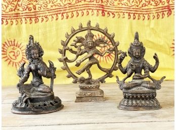 Antique Bronzes - Krishna, Shiva And Vishnu