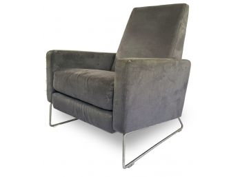 A Fabulous Modern Suede Reclining Arm Chair By American Leather