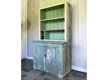 An Antique Painted Wood Hutch
