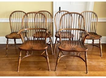A Set Of 6 Antique Oak Windsor Chairs