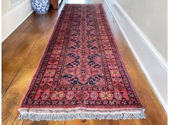 A Vintage Hand Dyed And Knotted Hamadan Runner