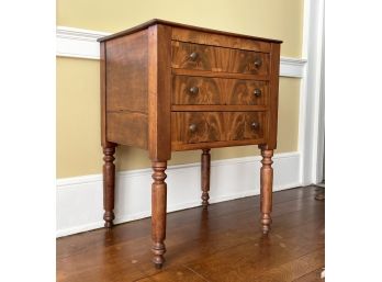 An Antique Crotch-Mahogany End Table Or Nightstand