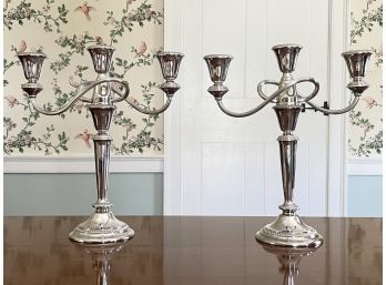 A Pair Of Vintage Silver Plated Georgian Style Candelabra
