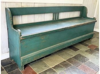 An Antique Painted Pine Farm Bench